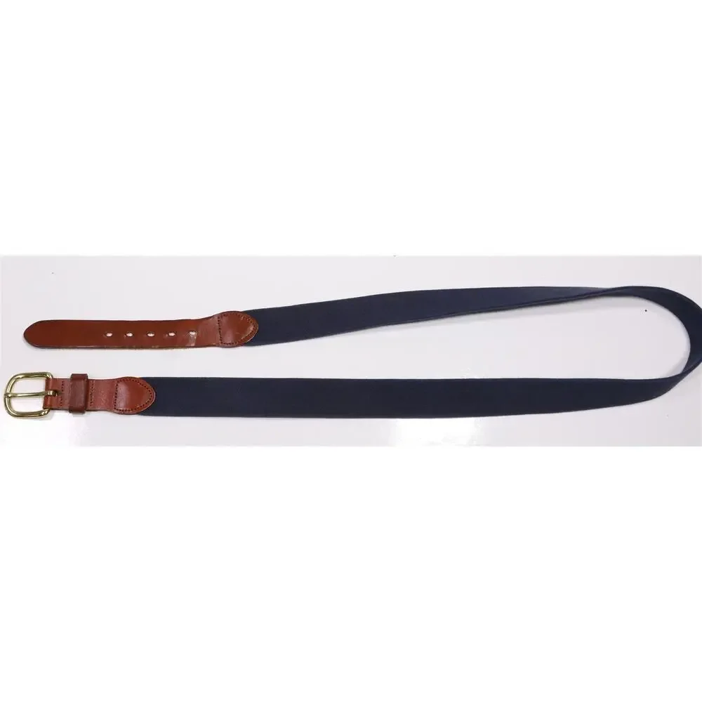 J. Press Vintage Navy Blue Stretch Cotton Preppy Belt Brass Buckle 42